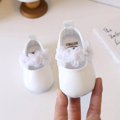 0-12 Months Baby Girls Shoes Soft Sole Non-Slip Hook And Loop Closure Bow First Walking Shoes Comfortable Indoor Outdoor Shoes