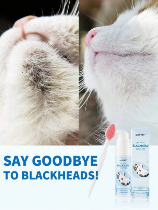 1.01 Fl Oz Cat Chin Acne Care Set- Removes Cat Chin Blackheads, Includes Cleansing Brush, Cruelty-Free, Keeps Cat Chin Soft & Fresh