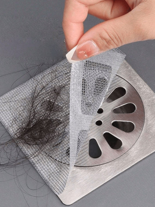 1/10/30/50/100pcs Bathroom Bathtub Hair Catcher Drain Filter - Easy To Use, Drain Filter Sticker, Disposable Drain Cover, Suitable For Shower, Sink And Laundry Room, Easy To Stick, Hair Catcher Drain