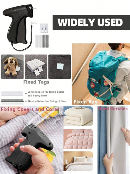 1 + 1000pcs Clothes Repair Sewing Gun Kit, Portable Clothing Mending Sewing Machine, Quick Stitch Gun, Mini Sewing Gun, Fast Mending Clothes Quilt Sewing Gun, Sewing Binding Machine