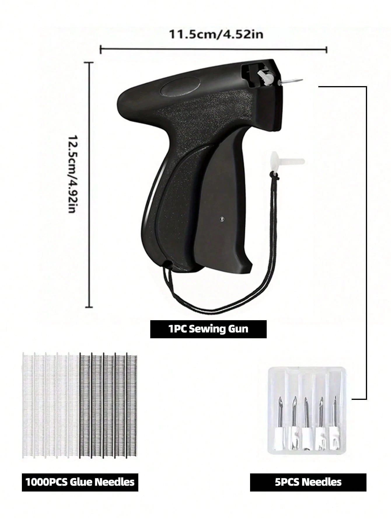 1 + 1000pcs Clothes Repair Sewing Gun Kit, Portable Clothing Mending Sewing Machine, Quick Stitch Gun, Mini Sewing Gun, Fast Mending Clothes Quilt Sewing Gun, Sewing Binding Machine