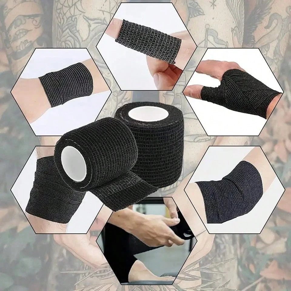 1-10pcs Pink Leopard Print Self-Adhesive Elastic Bandage, 5cm X 4.5m Self-Adhesive Wrap Tape, Suitable For Tattoo Grip, Wrist & Ankle Support And Sports Use