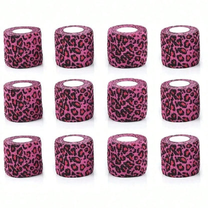 1-10pcs Pink Leopard Print Self-Adhesive Elastic Bandage, 5cm X 4.5m Self-Adhesive Wrap Tape, Suitable For Tattoo Grip, Wrist & Ankle Support And Sports Use