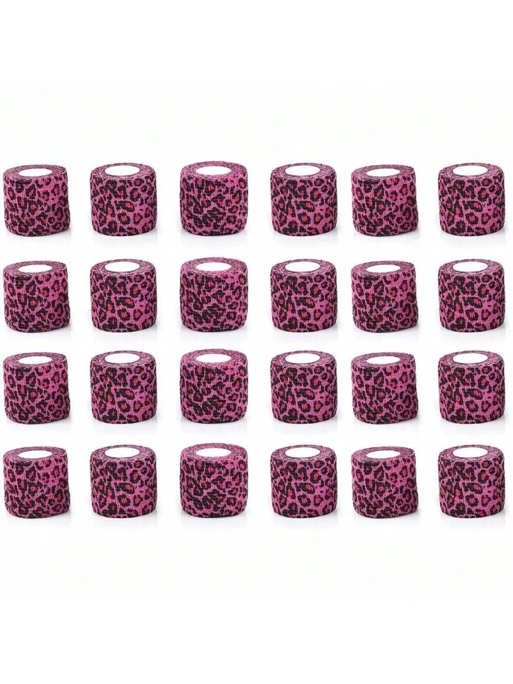 1-10pcs Pink Leopard Print Self-Adhesive Elastic Bandage, 5cm X 4.5m Self-Adhesive Wrap Tape, Suitable For Tattoo Grip, Wrist & Ankle Support And Sports Use