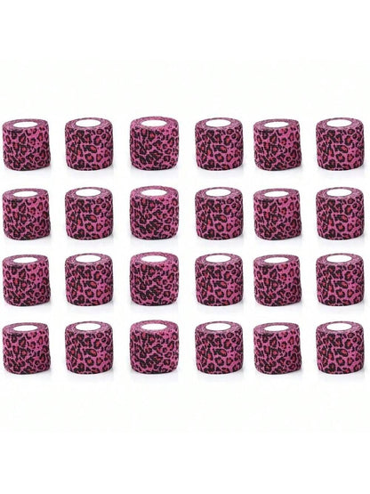 1-10pcs Pink Leopard Print Self-Adhesive Elastic Bandage, 5cm X 4.5m Self-Adhesive Wrap Tape, Suitable For Tattoo Grip, Wrist & Ankle Support And Sports Use