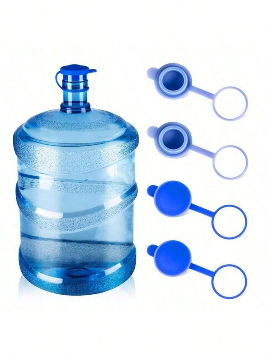 1/2/3/4pcs 3/5 Gallon Water Dispenser Bottle Caps, Silicone Reusable Replacement Lids, Leak-Proof Bottle Caps, Fit 55mm Water Cooler Bottles, Random Styles