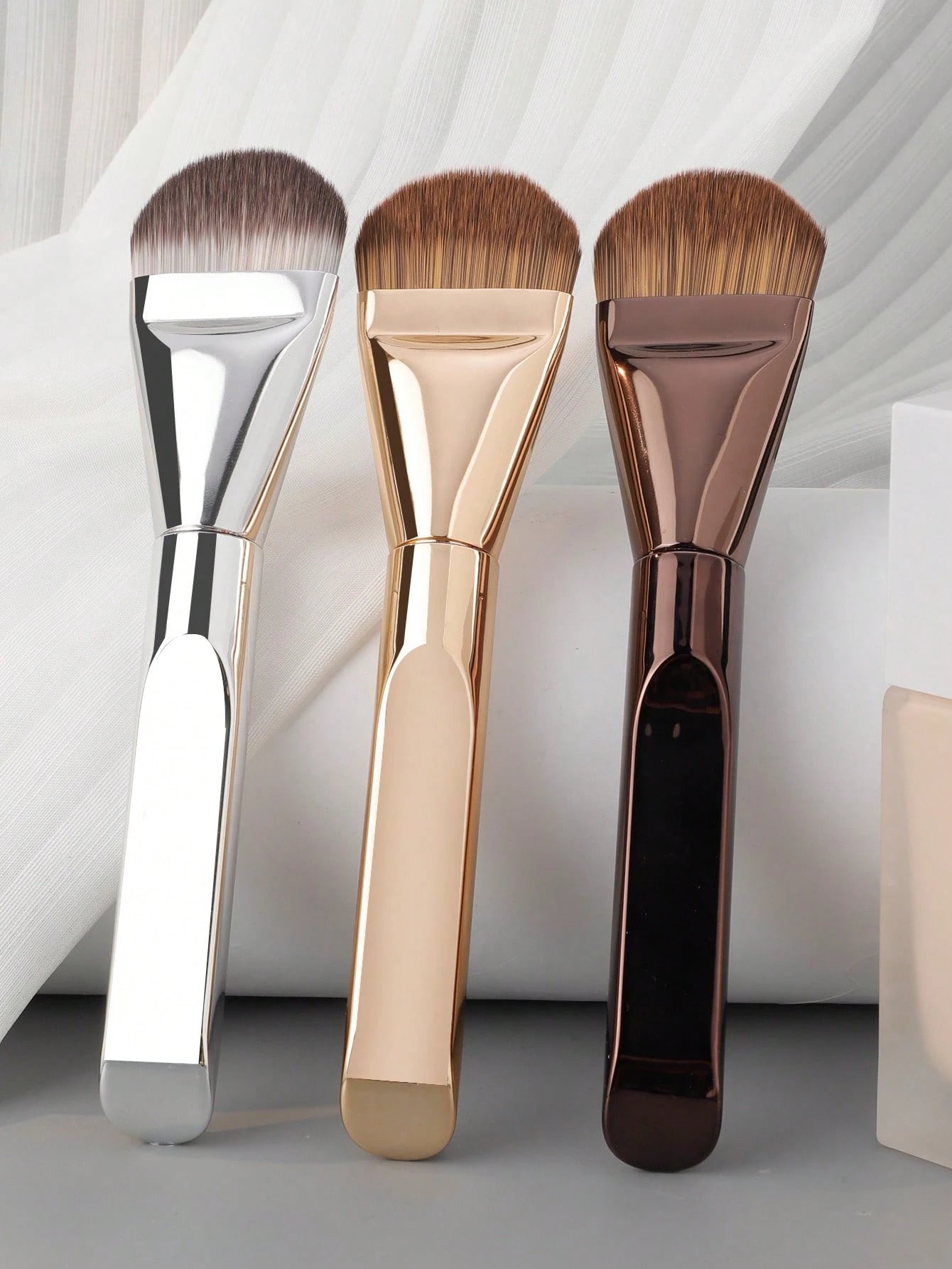 1/2/3/4pcs Foundation Makeup Brushes, Ultra-Thin Paddle Foundation Brush, Round Face Contour Brush, Flat Contour Brush, Multi-Purpose,Foundation Brush,Concealer Brush,Blush Brush,Contour Brush,Blush B