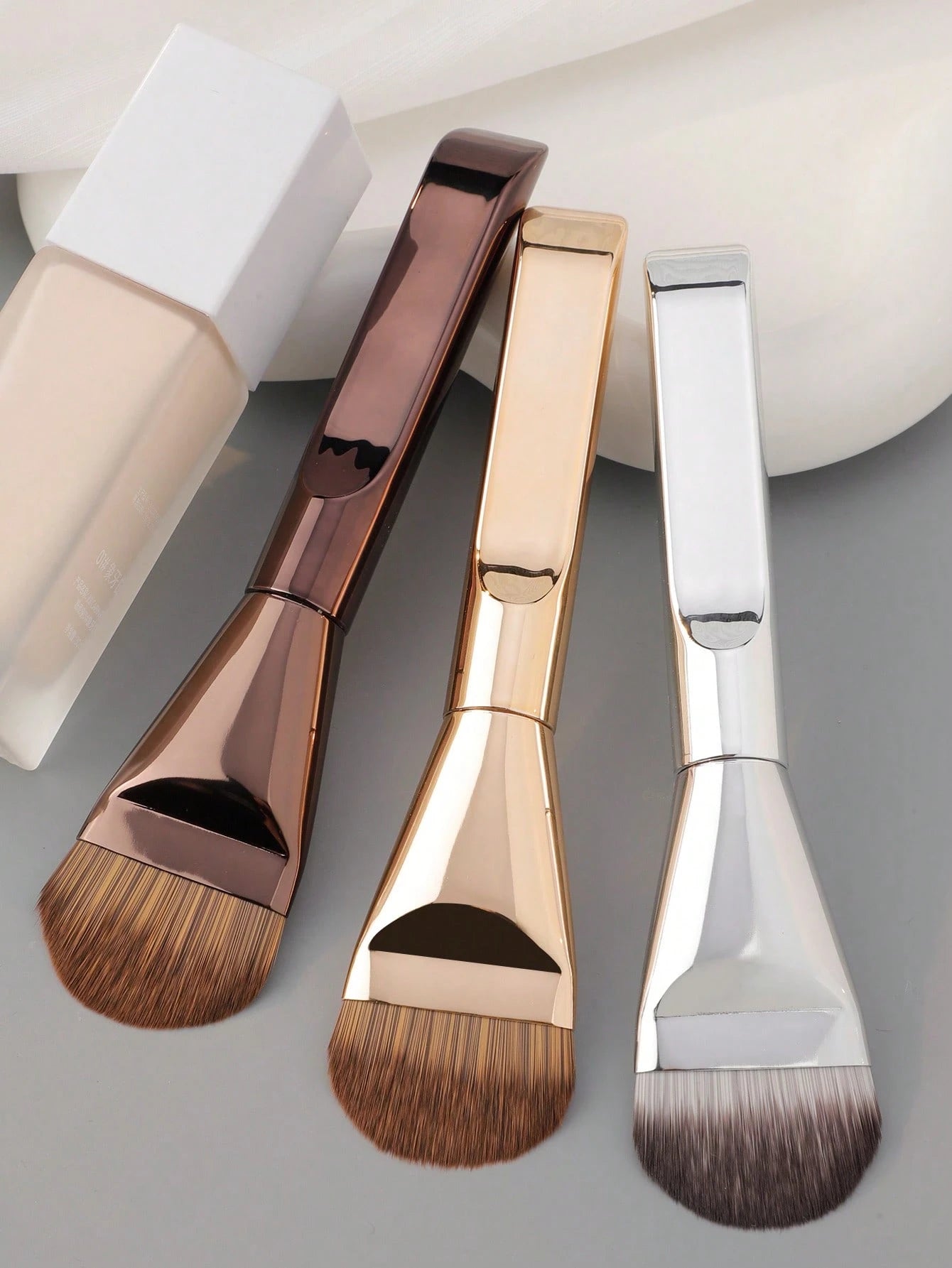 1/2/3/4pcs Foundation Makeup Brushes, Ultra-Thin Paddle Foundation Brush, Round Face Contour Brush, Flat Contour Brush, Multi-Purpose,Foundation Brush,Concealer Brush,Blush Brush,Contour Brush,Blush B