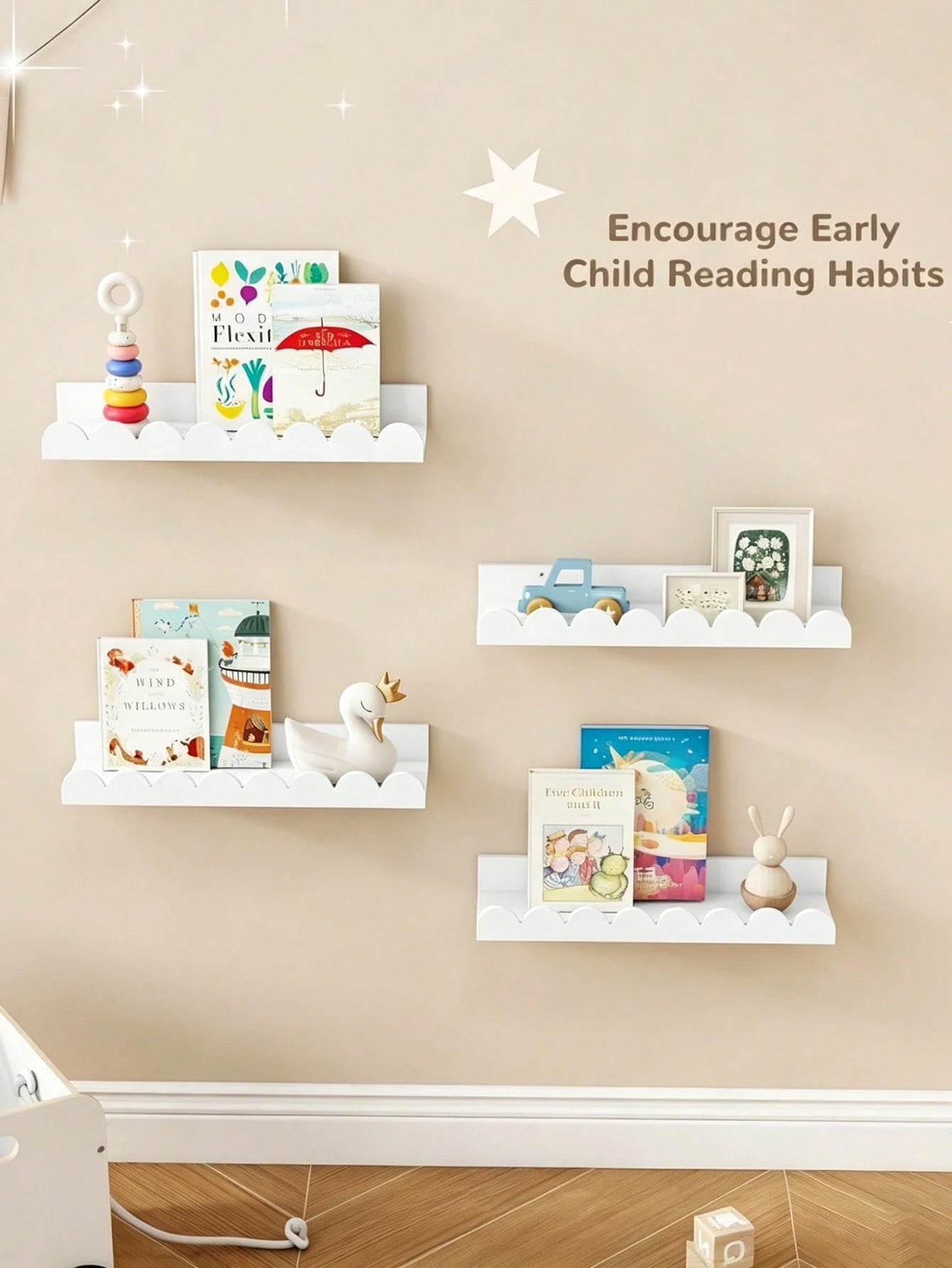 1/2/3pcs Children's Room Cloud Shaped Shelves, Creative Wooden Craft Cloud Decor Wall Mounted Storage Rack