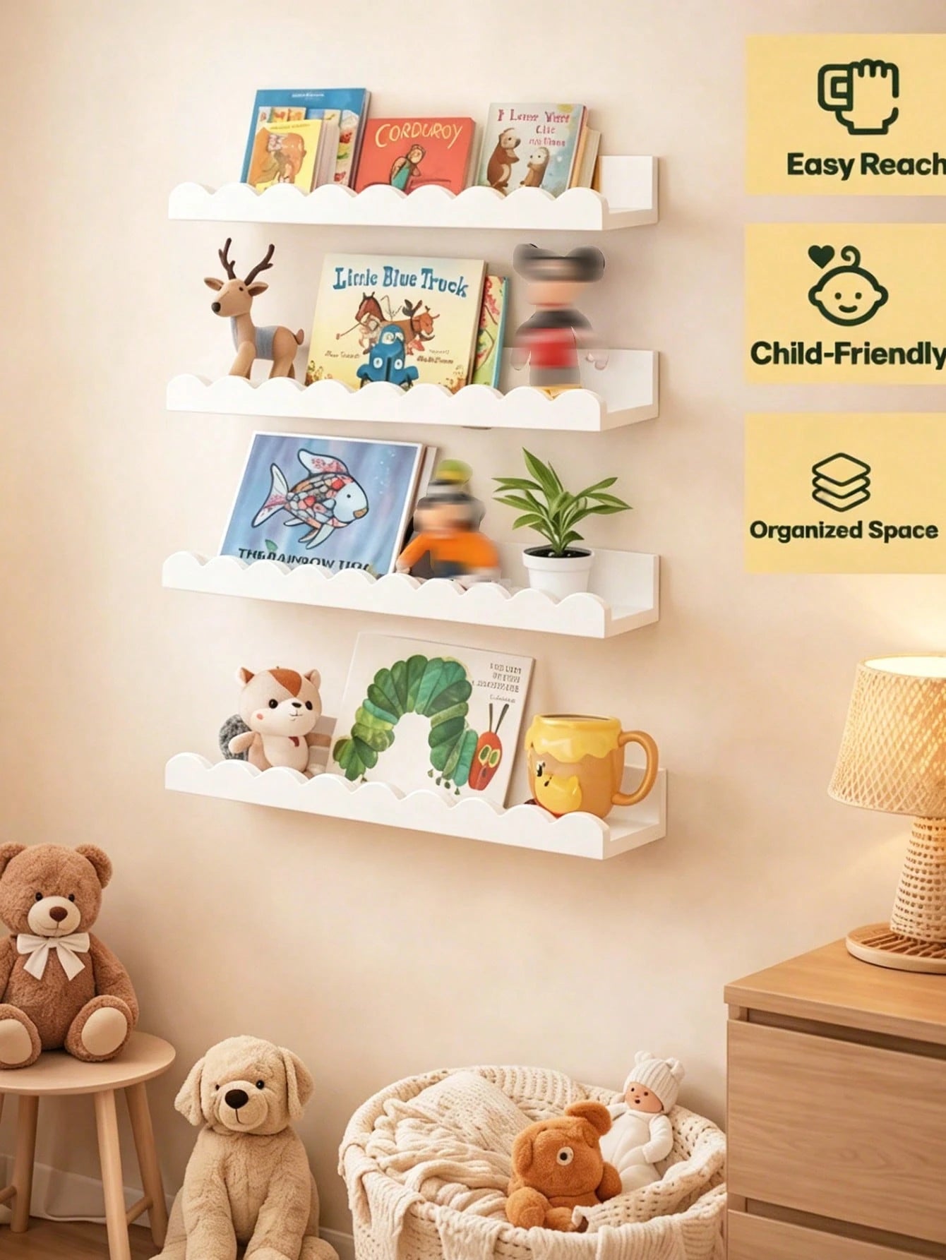 1/2/3pcs Children's Room Cloud Shaped Shelves, Creative Wooden Craft Cloud Decor Wall Mounted Storage Rack
