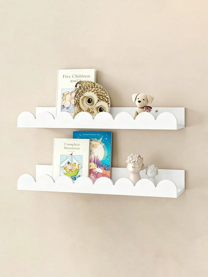 1/2/3pcs Children's Room Cloud Shaped Shelves, Creative Wooden Craft Cloud Decor Wall Mounted Storage Rack
