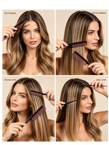 1/2/3pcs Luxury 3-In-1 Teasing Comb, Unisex- Suitable For Teasing, Back-Combing And Sectioning- Increases Volume For Fine, Thin Hair- Heat Resistant, Durable, Portable