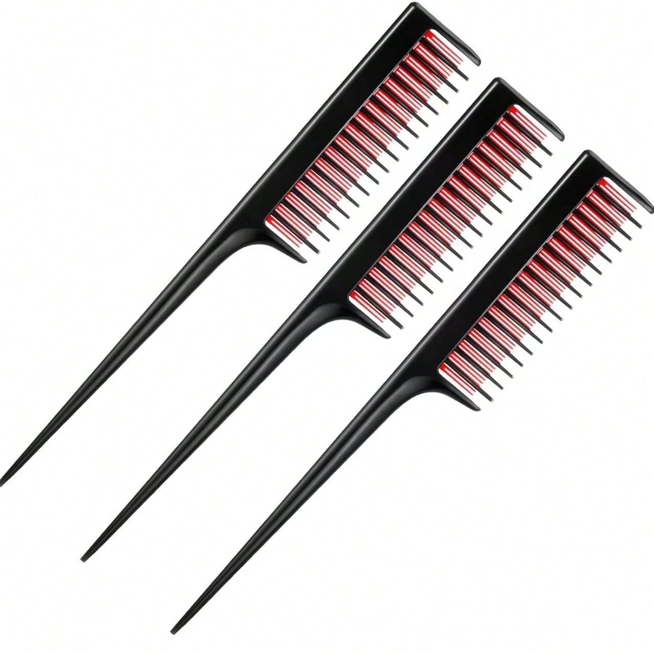1/2/3pcs Luxury 3-In-1 Teasing Comb, Unisex- Suitable For Teasing, Back-Combing And Sectioning- Increases Volume For Fine, Thin Hair- Heat Resistant, Durable, Portable