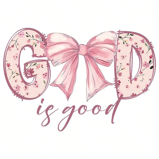 1/2/3pcs Pink "God Is Good" Christian Jesus Bible Verse Iron-On Heat Transfer Design- Large DIY DTF Transfer Stickers, Washable Heat Press Decals For T-Shirts, Pillows, Hoodies, Backpacks- Durable P
