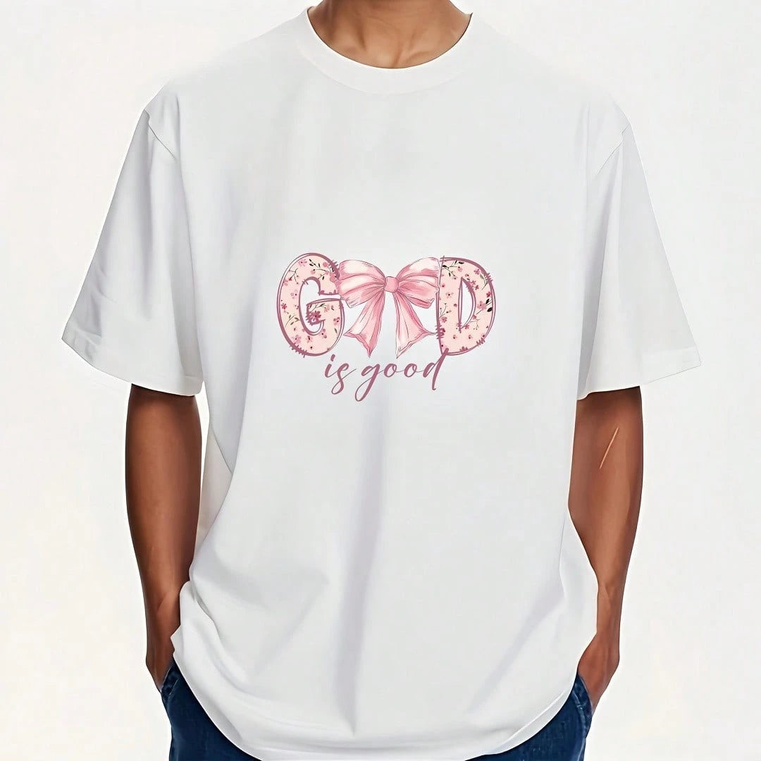 1/2/3pcs Pink "God Is Good" Christian Jesus Bible Verse Iron-On Heat Transfer Design- Large DIY DTF Transfer Stickers, Washable Heat Press Decals For T-Shirts, Pillows, Hoodies, Backpacks- Durable P