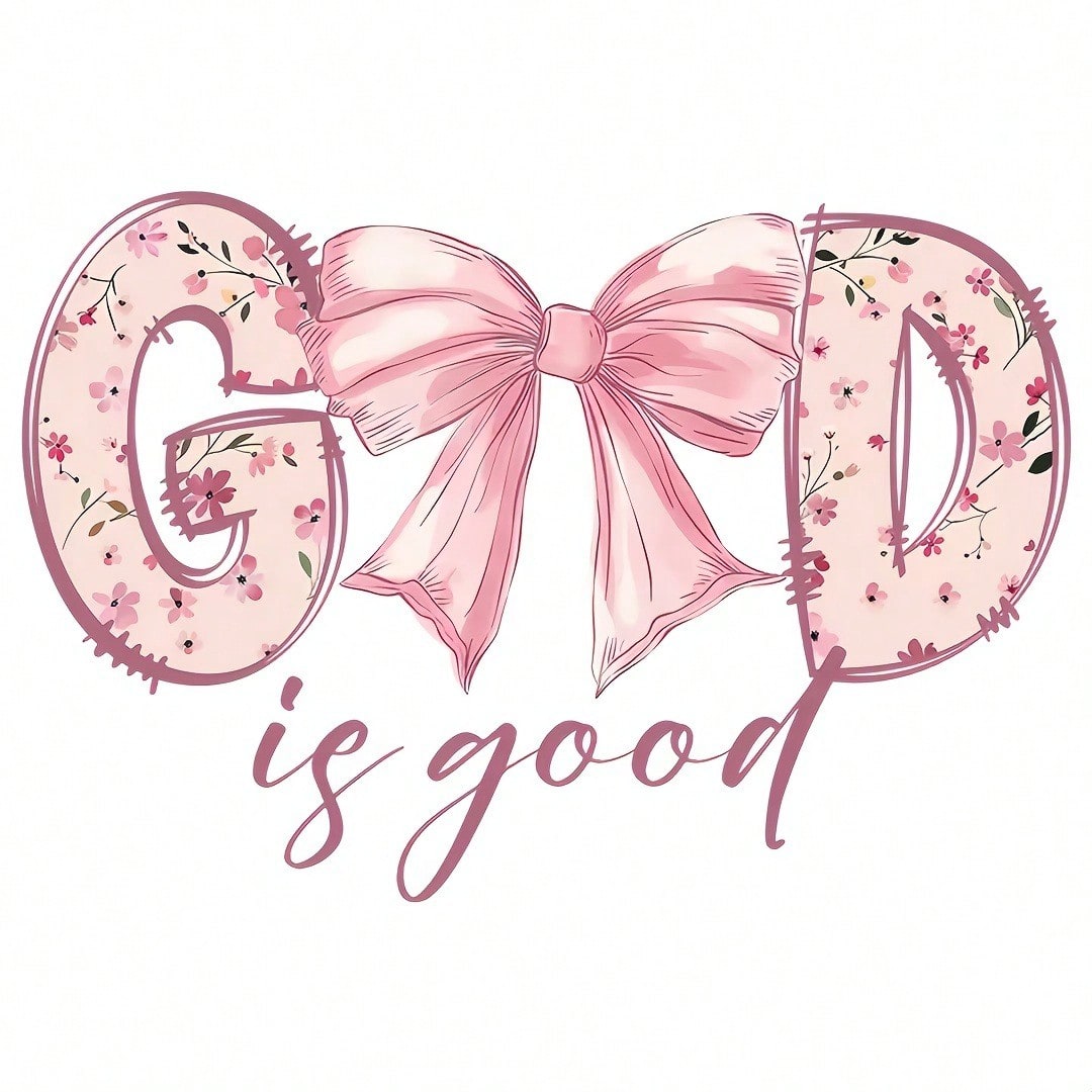 1/2/3pcs Pink "God Is Good" Christian Jesus Bible Verse Iron-On Heat Transfer Design- Large DIY DTF Transfer Stickers, Washable Heat Press Decals For T-Shirts, Pillows, Hoodies, Backpacks- Durable P