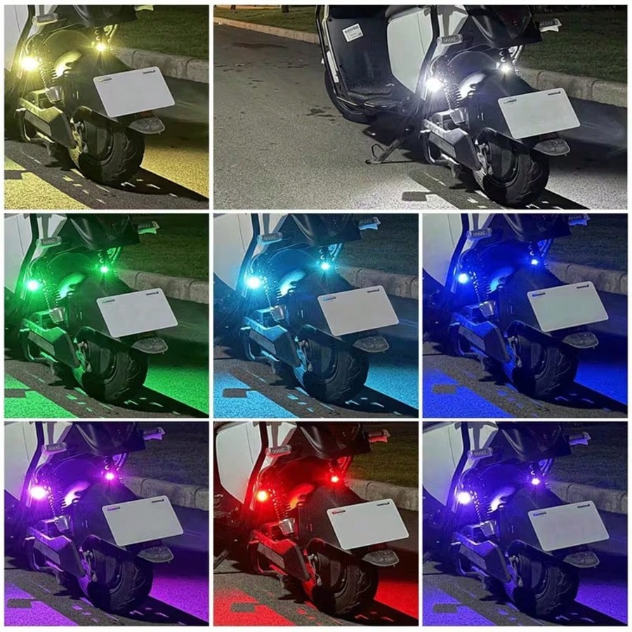 1/2/4-LED Lights, 8-Color USB-Rechargeable High-Brightness LED Lights, Small Motorcycle Lights Suitable For Car, Drone, And Bicycle Riders.