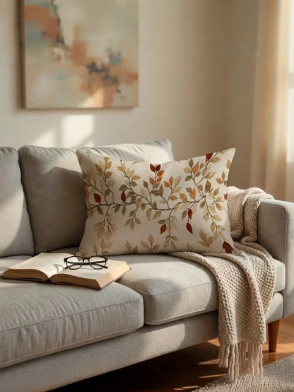 1/2/4Pcs Minimalist Bohemian Autumn Decorative Cushion Covers, Soft Vintage Autumn Leaf Cushion Covers, Printed Rectangular Cushion Covers, Minimalist Vintage Rustic Harvest Season Home Soft Furnishin