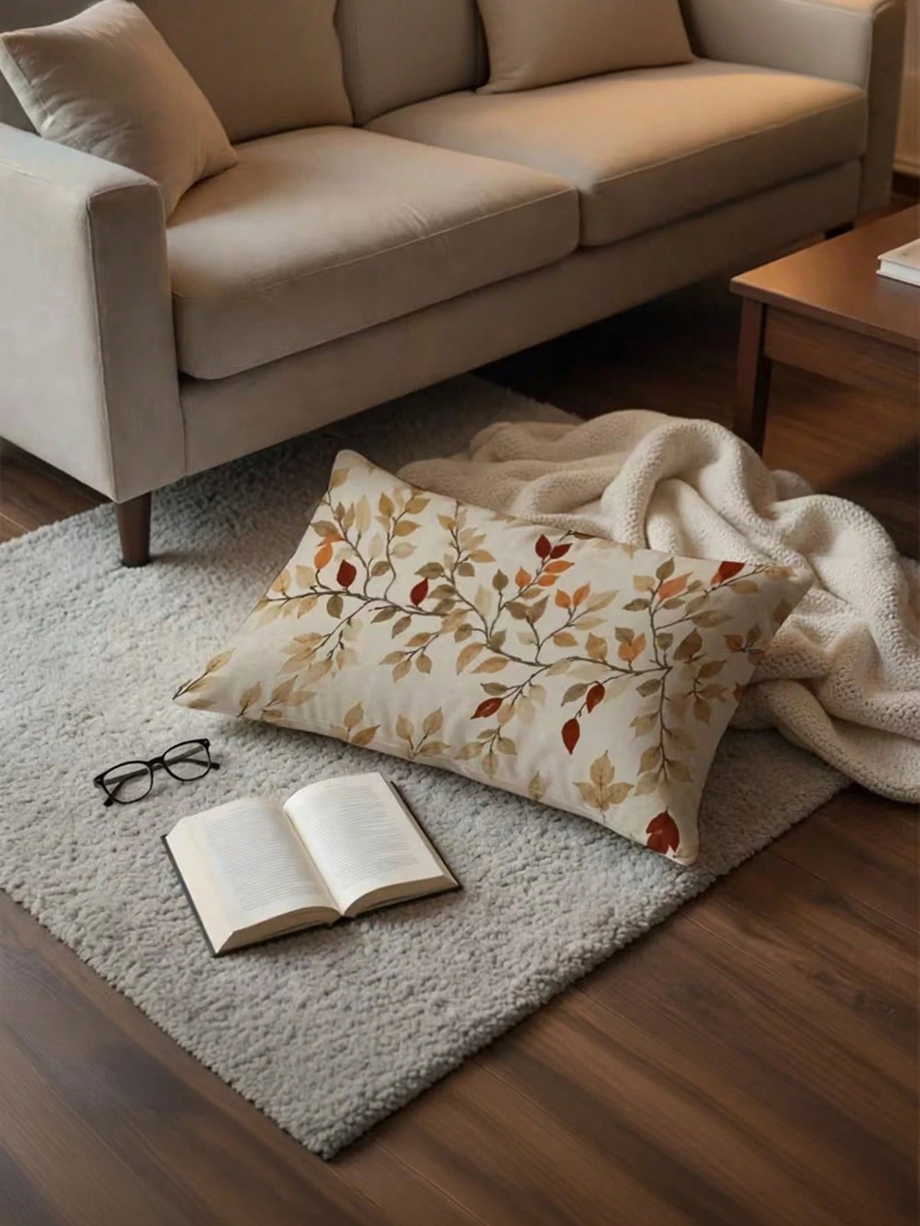 1/2/4Pcs Minimalist Bohemian Autumn Decorative Cushion Covers, Soft Vintage Autumn Leaf Cushion Covers, Printed Rectangular Cushion Covers, Minimalist Vintage Rustic Harvest Season Home Soft Furnishin