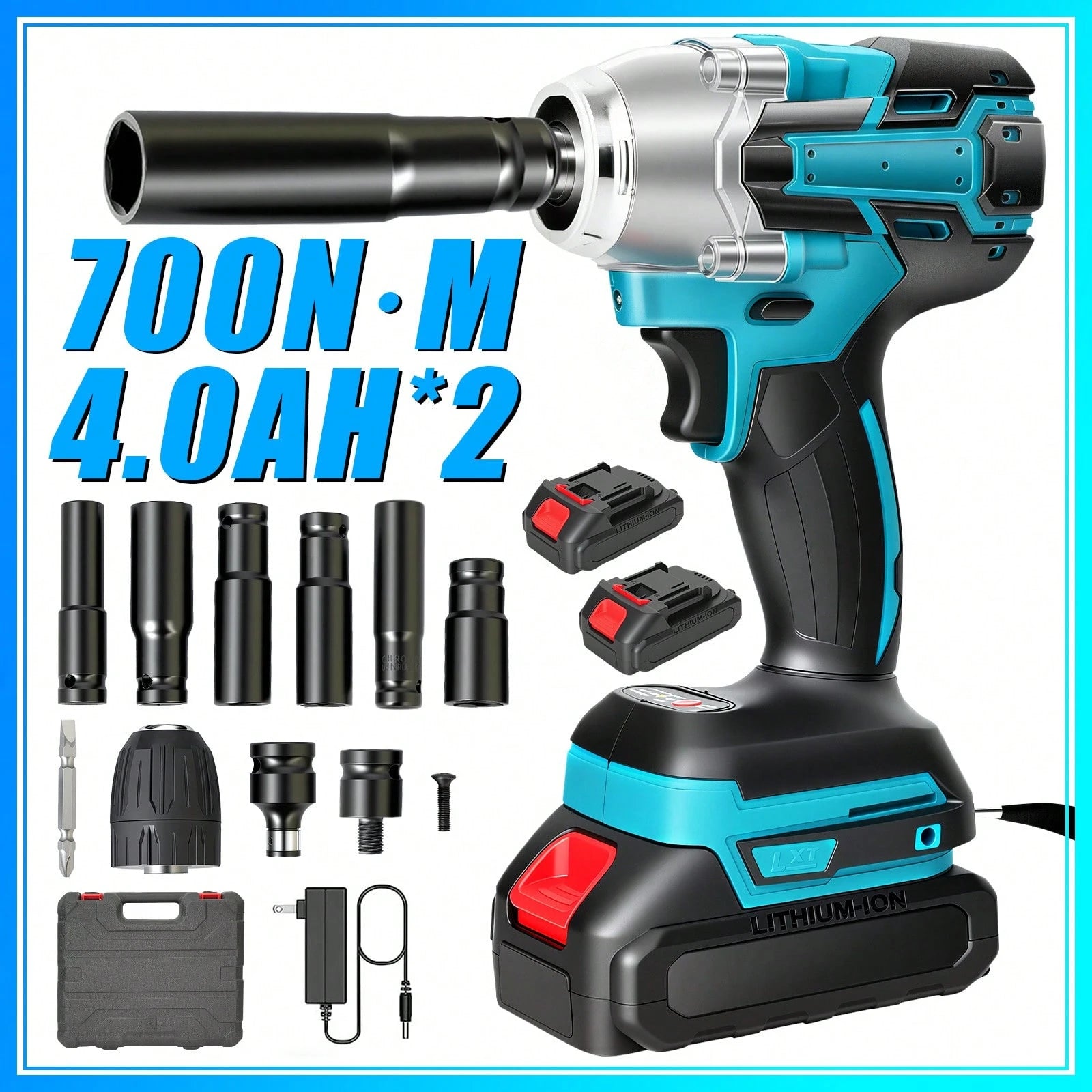 1/2" Cordless Brushless Impact Wrench, 600N.M Max Torque 3200RPM Impact Gun With 2 X 3.0Ah Batteries, Variable Speed Control & LED Work Light, Heavy-Duty Power Tool For Car, Construction, DIY