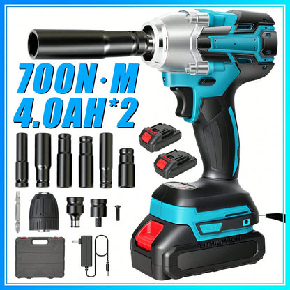 1/2" Cordless Brushless Impact Wrench, 600N.M Max Torque 3200RPM Impact Gun With 2 X 3.0Ah Batteries, Variable Speed Control & LED Work Light, Heavy-Duty Power Tool For Car, Construction, DIY