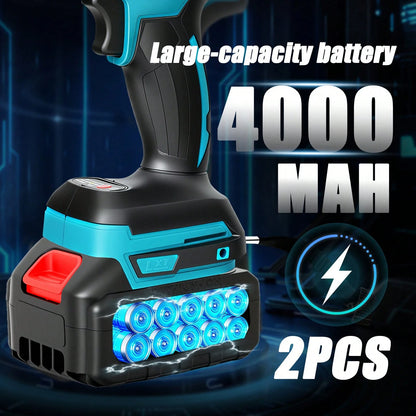 1/2" Cordless Brushless Impact Wrench, 600N.M Max Torque 3200RPM Impact Gun With 2 X 3.0Ah Batteries, Variable Speed Control & LED Work Light, Heavy-Duty Power Tool For Car, Construction, DIY