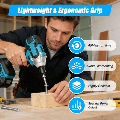 1/2" Cordless Brushless Impact Wrench, 600N.M Max Torque 3200RPM Impact Gun With 2 X 3.0Ah Batteries, Variable Speed Control & LED Work Light, Heavy-Duty Power Tool For Car, Construction, DIY
