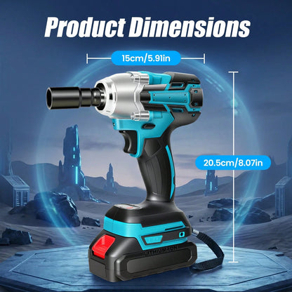 1/2" Cordless Brushless Impact Wrench, 600N.M Max Torque 3200RPM Impact Gun With 2 X 3.0Ah Batteries, Variable Speed Control & LED Work Light, Heavy-Duty Power Tool For Car, Construction, DIY