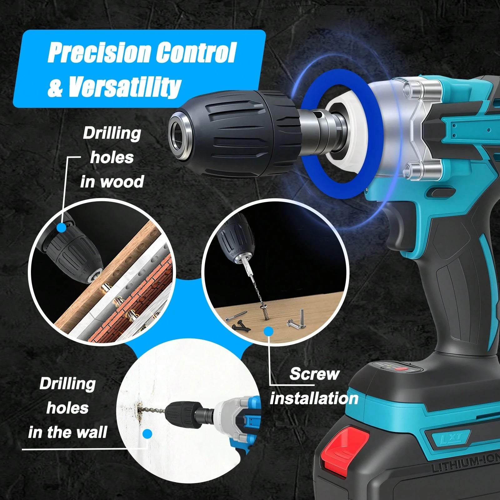 1/2" Cordless Brushless Impact Wrench, 600N.M Max Torque 3200RPM Impact Gun With 2 X 3.0Ah Batteries, Variable Speed Control & LED Work Light, Heavy-Duty Power Tool For Car, Construction, DIY