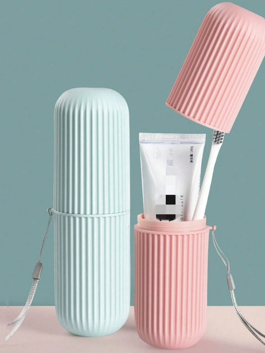 1/2 Portable Travel Mouthwash Cup Set With Lid And Storage Box