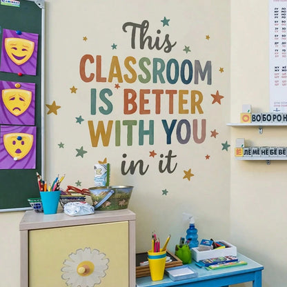 1/2 Sheets Back To School Classroom Wall Decals Kids Room Decor Self Adhesive Inspirational Quote Sticker Wall Art For Kindergarten Home School Decor​