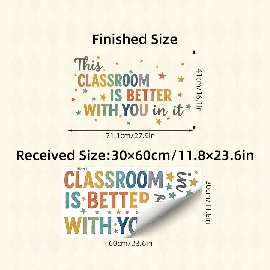 1/2 Sheets Back To School Classroom Wall Decals Kids Room Decor Self Adhesive Inspirational Quote Sticker Wall Art For Kindergarten Home School Decor​