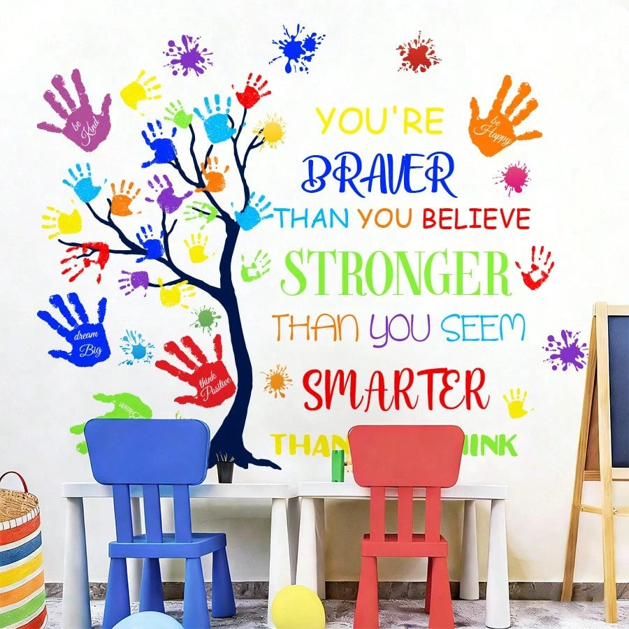 1/2 Sheets Back To School Classroom Wall Decals Kids Room Decor Self Adhesive Inspirational Quote Sticker Wall Art For Kindergarten Home School Decor​