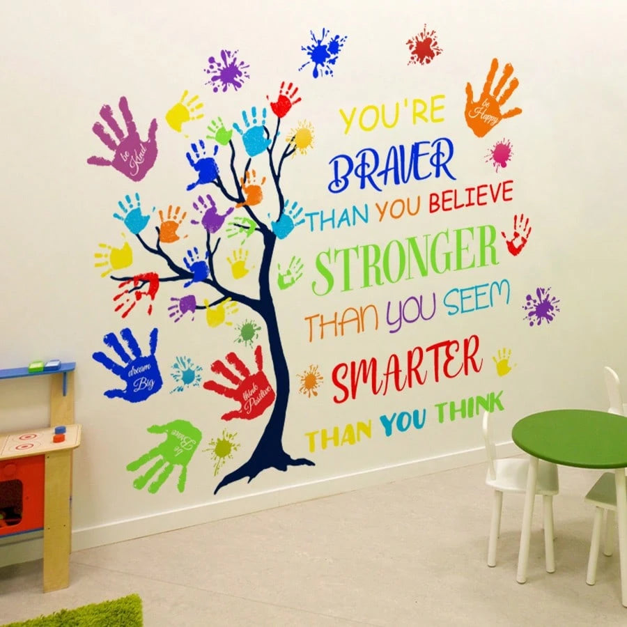 1/2 Sheets Back To School Classroom Wall Decals Kids Room Decor Self Adhesive Inspirational Quote Sticker Wall Art For Kindergarten Home School Decor​