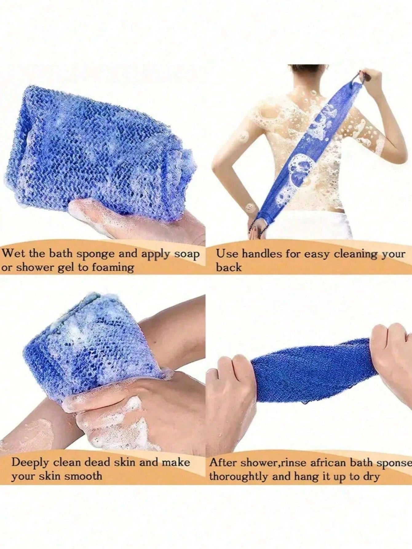 1/2pcs African Style Nylon Exfoliating Bath Sponge, Soft Exfoliating, Scrubbing And Foaming, Bathroom Supplies, Back To School Essential