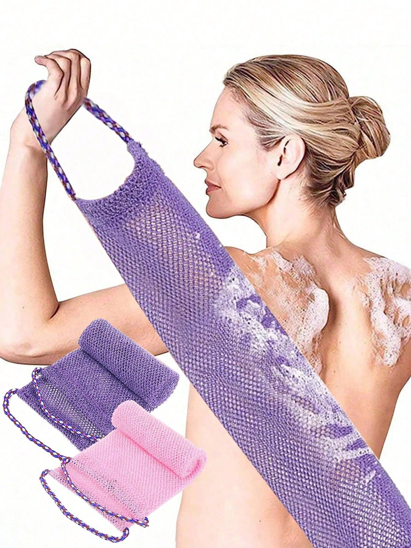 1/2pcs African Style Nylon Exfoliating Bath Sponge, Soft Exfoliating, Scrubbing And Foaming, Bathroom Supplies, Back To School Essential