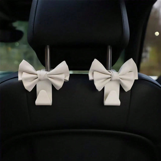 1/2pcs Elegant Bow Car Seat Organizer, Multi-Functional Car Storage Hook, Cartoon Creative Backseat Storage, Car Seat Hook Organizer, Car Storage Gadget, Unisex Car Accessories (Improved Processing, R