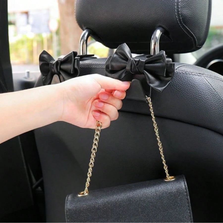 1/2pcs Elegant Bow Car Seat Organizer, Multi-Functional Car Storage Hook, Cartoon Creative Backseat Storage, Car Seat Hook Organizer, Car Storage Gadget, Unisex Car Accessories (Improved Processing, R