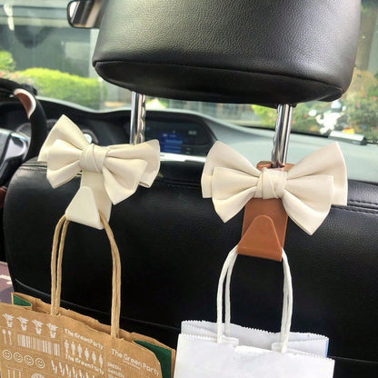 1/2pcs Elegant Bow Car Seat Organizer, Multi-Functional Car Storage Hook, Cartoon Creative Backseat Storage, Car Seat Hook Organizer, Car Storage Gadget, Unisex Car Accessories (Improved Processing, R