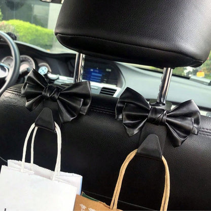 1/2pcs Elegant Bow Car Seat Organizer, Multi-Functional Car Storage Hook, Cartoon Creative Backseat Storage, Car Seat Hook Organizer, Car Storage Gadget, Unisex Car Accessories (Improved Processing, R