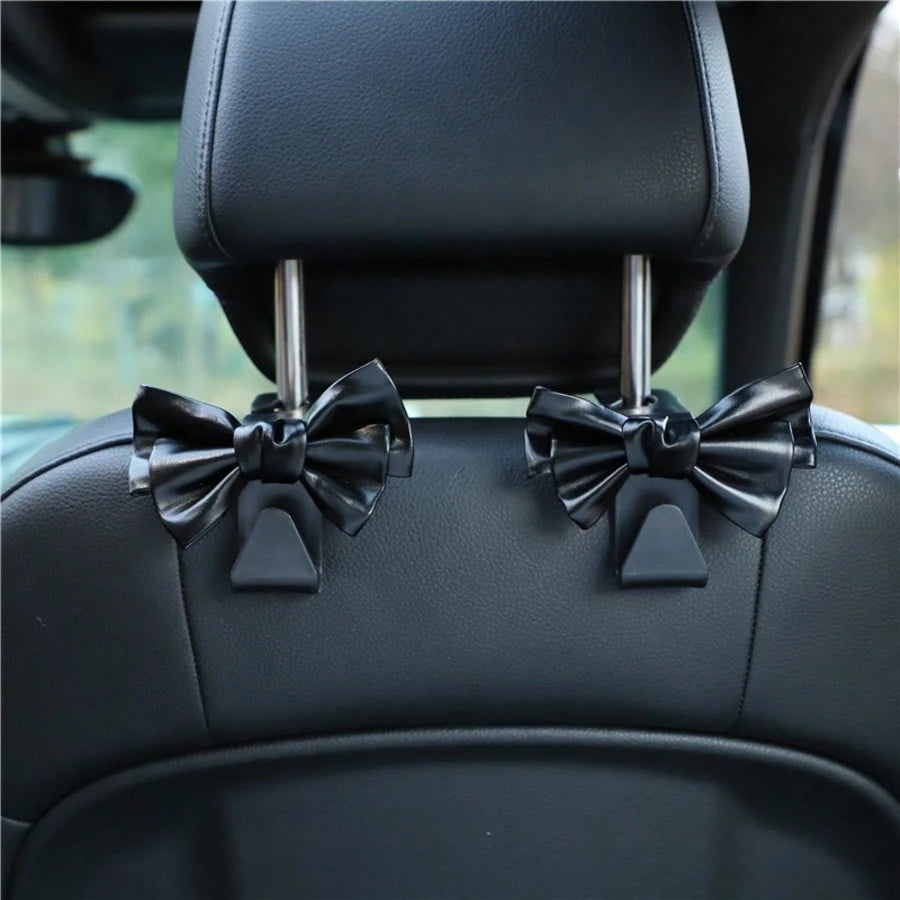 1/2pcs Elegant Bow Car Seat Organizer, Multi-Functional Car Storage Hook, Cartoon Creative Backseat Storage, Car Seat Hook Organizer, Car Storage Gadget, Unisex Car Accessories (Improved Processing, R