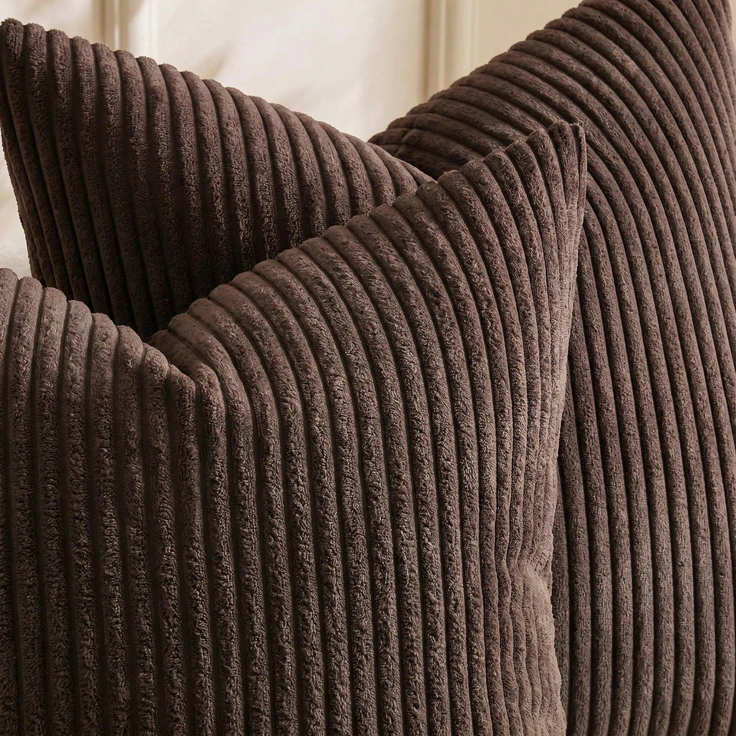 1/2pcs Halloween Brown Corduroy Striped Pattern Decorative Throw Pillow Cover, Sofa Cushion Cover, Office, Living Room