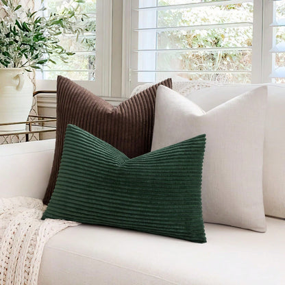 1/2pcs Halloween Brown Corduroy Striped Pattern Decorative Throw Pillow Cover, Sofa Cushion Cover, Office, Living Room