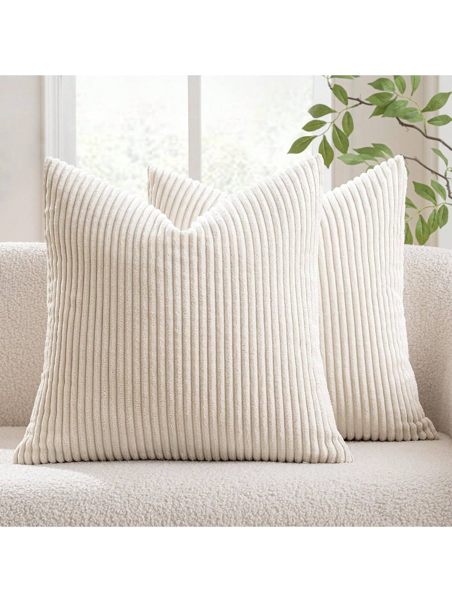 1/2pcs Halloween Brown Corduroy Striped Pattern Decorative Throw Pillow Cover, Sofa Cushion Cover, Office, Living Room