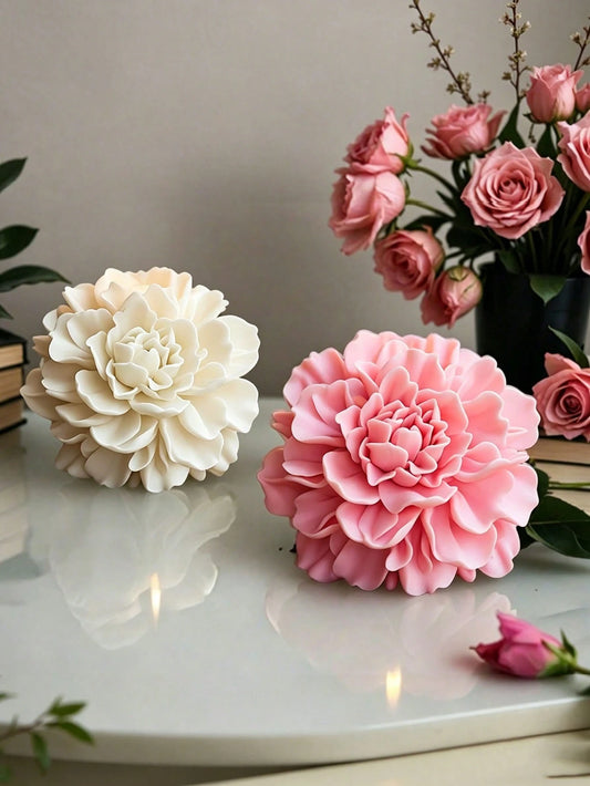 1/2pcs Hibiscus Silicone Flower Candle Mold,Peony Flower Design,Floral Moulds For Handmade DIY Soap Gypsum Clay Scented Candle Aroma Diffuser Resin Casting,Clear Texture,Gift Tool For Home Decor Weddi