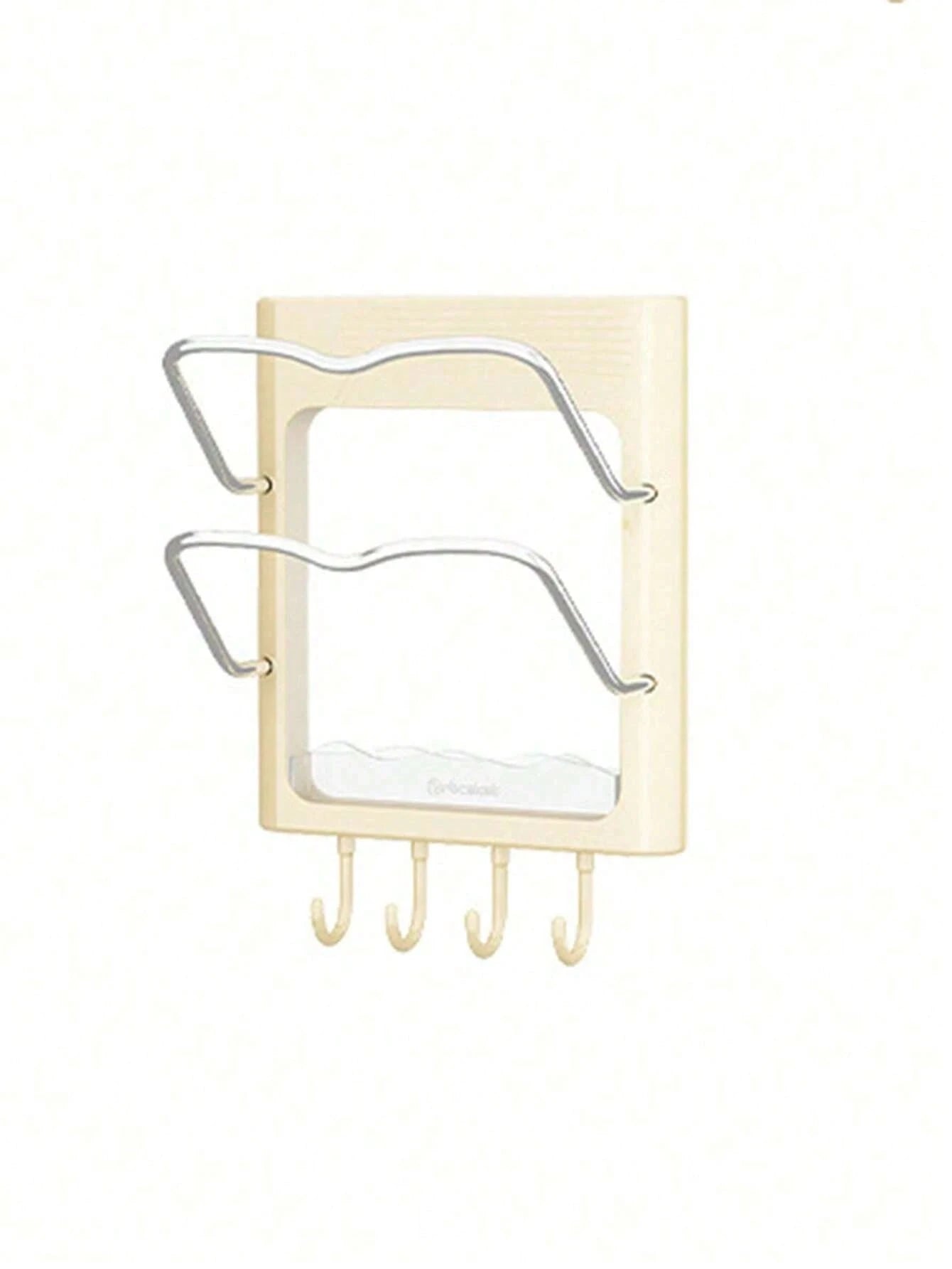 1-2pcs No-Drill Wall-Mounted Storage Rack, Curling Iron Holder, Suitable For Bathroom And Bedroom, Includes Curling Iron Holder, Heat-Insulating Plate, Bathroom Accessories And Indoor Decor Curling Ir
