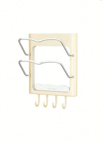 1-2pcs No-Drill Wall-Mounted Storage Rack, Curling Iron Holder, Suitable For Bathroom And Bedroom, Includes Curling Iron Holder, Heat-Insulating Plate, Bathroom Accessories And Indoor Decor Curling Ir