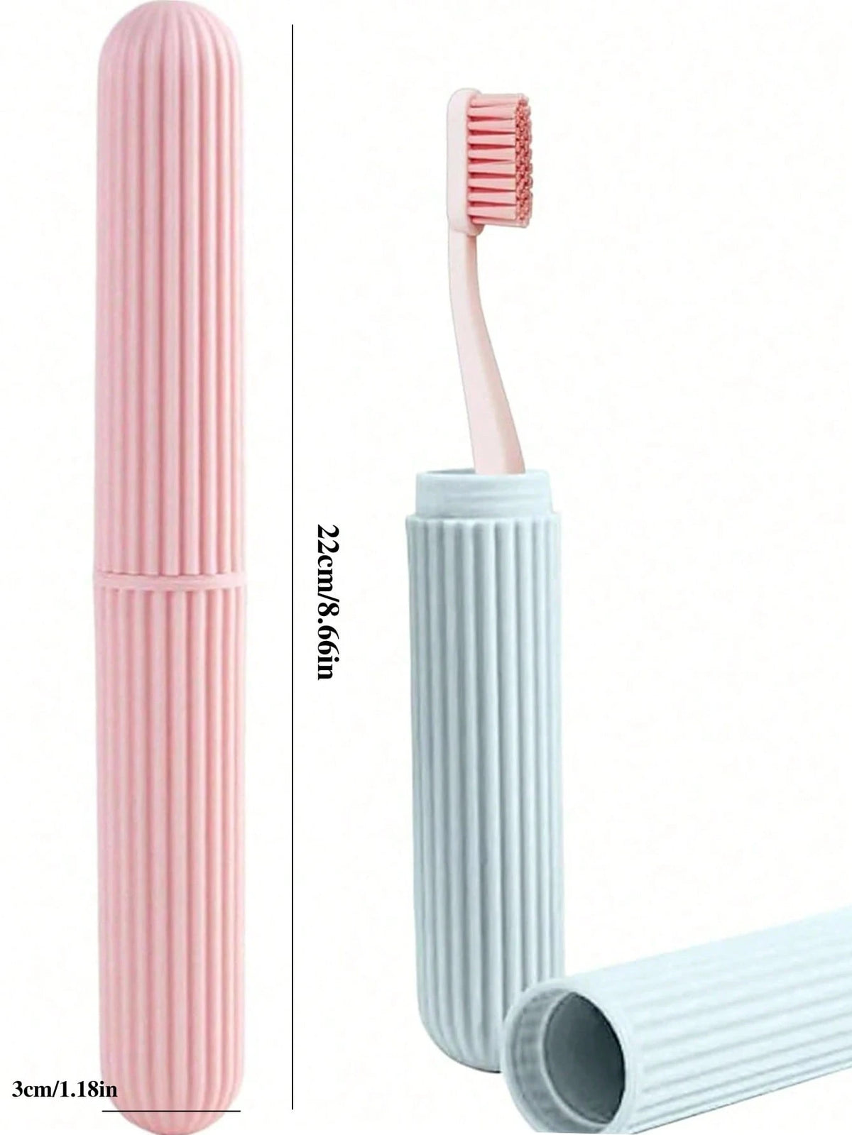 1/2pcs Portable Travel Toothbrush Holder,Anti-Slip Striped Toothbrush Storage Boxes,Toothbrush Cover/Case,University/Camping/Travel Essentials,Summer Travel Accessories,Back To School Supplies,Bathroo