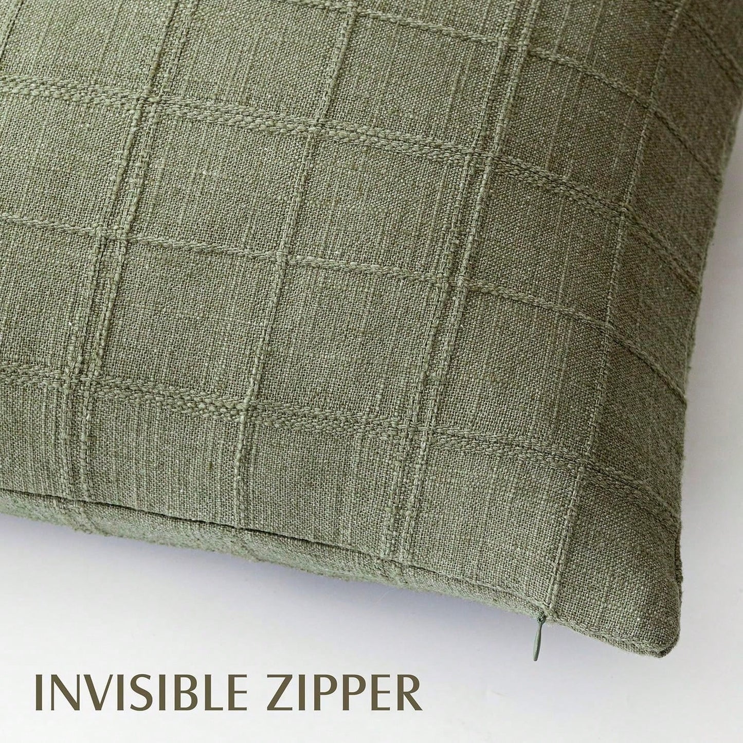 1/2pcs Sage Green (Without Filler) Classic Plaid Throw Pillow Cover, Fashionable Minimalist 3D Grid Style Vintage Texture Cushion Cover, Suitable For Home Sofa, Bedroom, Decor, Gift, Party, All Season