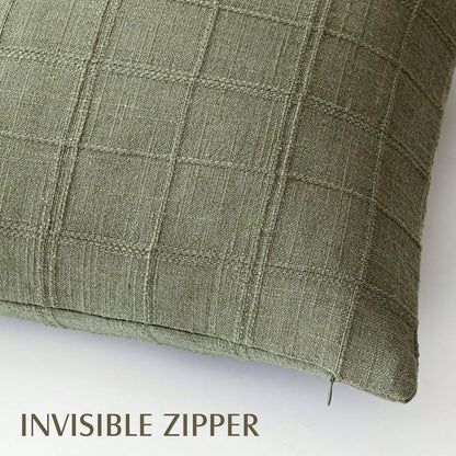 1/2pcs Sage Green (Without Filler) Classic Plaid Throw Pillow Cover, Fashionable Minimalist 3D Grid Style Vintage Texture Cushion Cover, Suitable For Home Sofa, Bedroom, Decor, Gift, Party, All Season